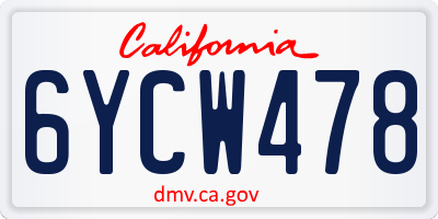 CA license plate 6YCW478