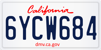 CA license plate 6YCW684