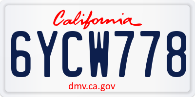 CA license plate 6YCW778
