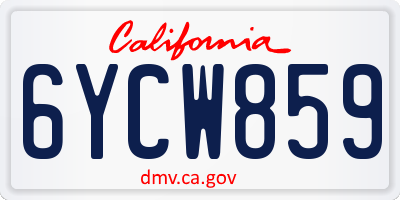 CA license plate 6YCW859