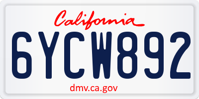 CA license plate 6YCW892