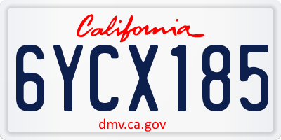 CA license plate 6YCX185