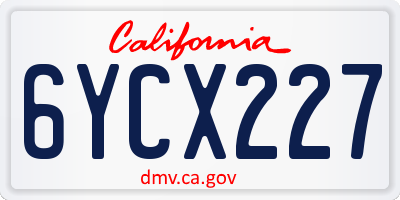 CA license plate 6YCX227