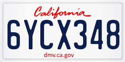CA license plate 6YCX348