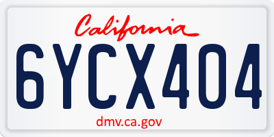 CA license plate 6YCX404