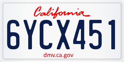 CA license plate 6YCX451