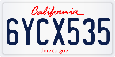 CA license plate 6YCX535