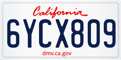 CA license plate 6YCX809