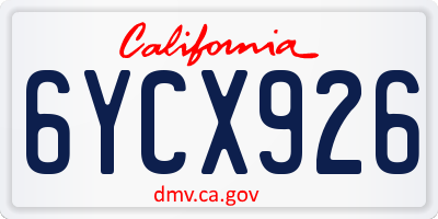 CA license plate 6YCX926