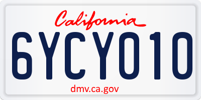 CA license plate 6YCY010