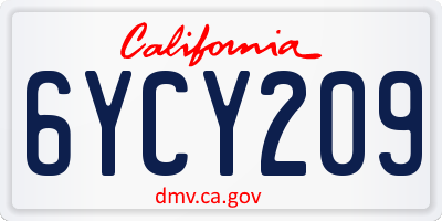 CA license plate 6YCY209