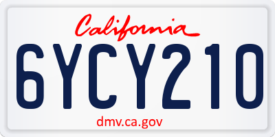 CA license plate 6YCY210