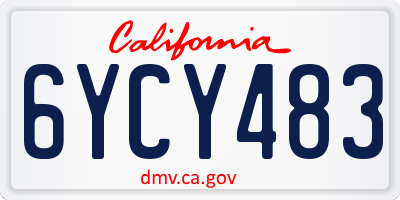CA license plate 6YCY483