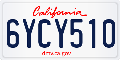 CA license plate 6YCY510
