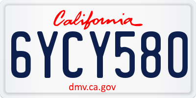 CA license plate 6YCY580