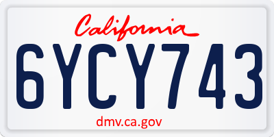 CA license plate 6YCY743