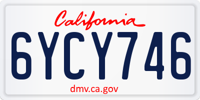 CA license plate 6YCY746