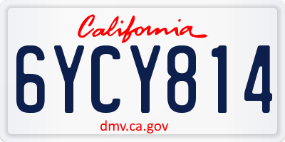 CA license plate 6YCY814