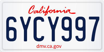 CA license plate 6YCY997