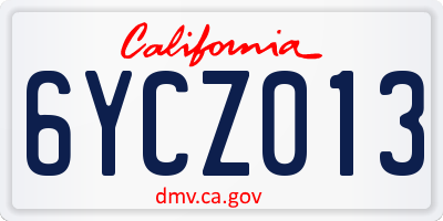 CA license plate 6YCZ013