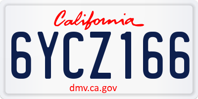 CA license plate 6YCZ166