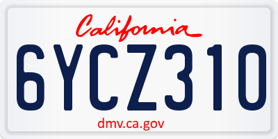 CA license plate 6YCZ310
