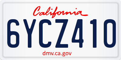 CA license plate 6YCZ410