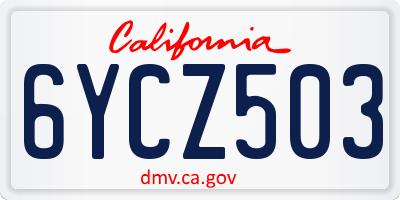 CA license plate 6YCZ503