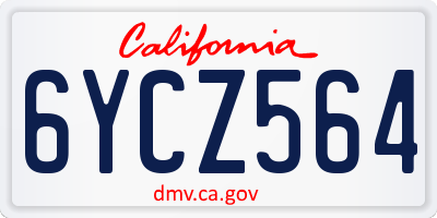 CA license plate 6YCZ564