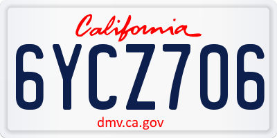 CA license plate 6YCZ706