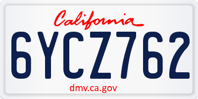 CA license plate 6YCZ762