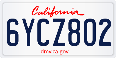CA license plate 6YCZ802