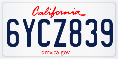 CA license plate 6YCZ839