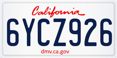 CA license plate 6YCZ926