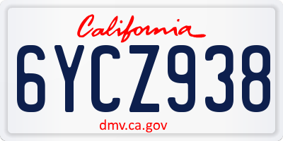 CA license plate 6YCZ938