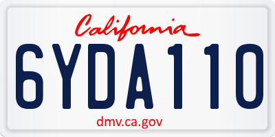CA license plate 6YDA110