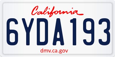 CA license plate 6YDA193