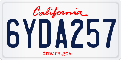 CA license plate 6YDA257