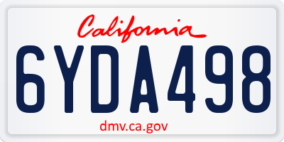 CA license plate 6YDA498