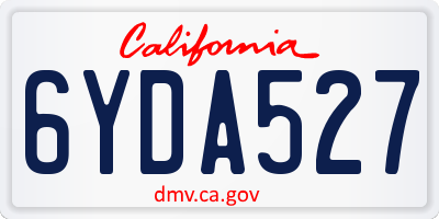 CA license plate 6YDA527