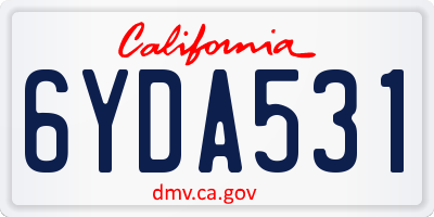 CA license plate 6YDA531