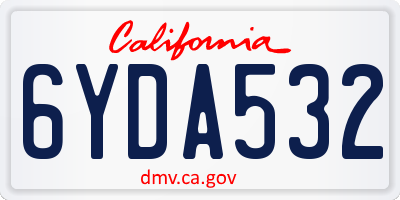 CA license plate 6YDA532