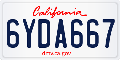 CA license plate 6YDA667