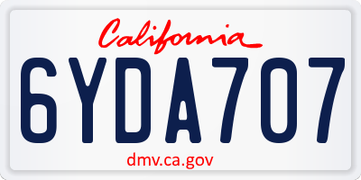 CA license plate 6YDA707