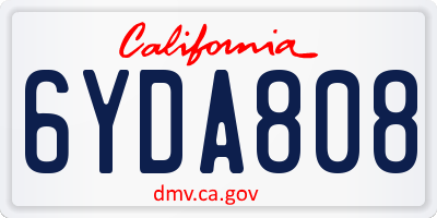 CA license plate 6YDA808