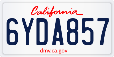 CA license plate 6YDA857