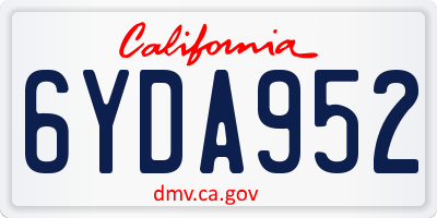 CA license plate 6YDA952