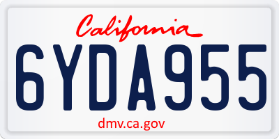 CA license plate 6YDA955