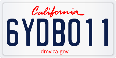 CA license plate 6YDB011
