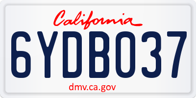 CA license plate 6YDB037